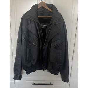 Geriogio Visconti Genuine LEATHER Black Motorcycle Jacket Sz XL